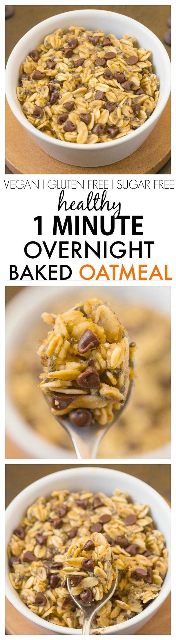 Healthy 1 Minute Baked Oatmeal- A secret prep to baked oatmeal in one minute- It keeps you satisfied for hours and is SO delicious! {vegan, gluten free, sugar free recipe}- thebigmansworld.com