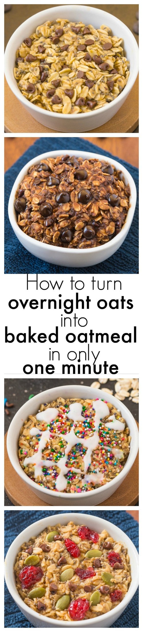 How to turn overnight oats into baked oatmeal in just ONE minute! 