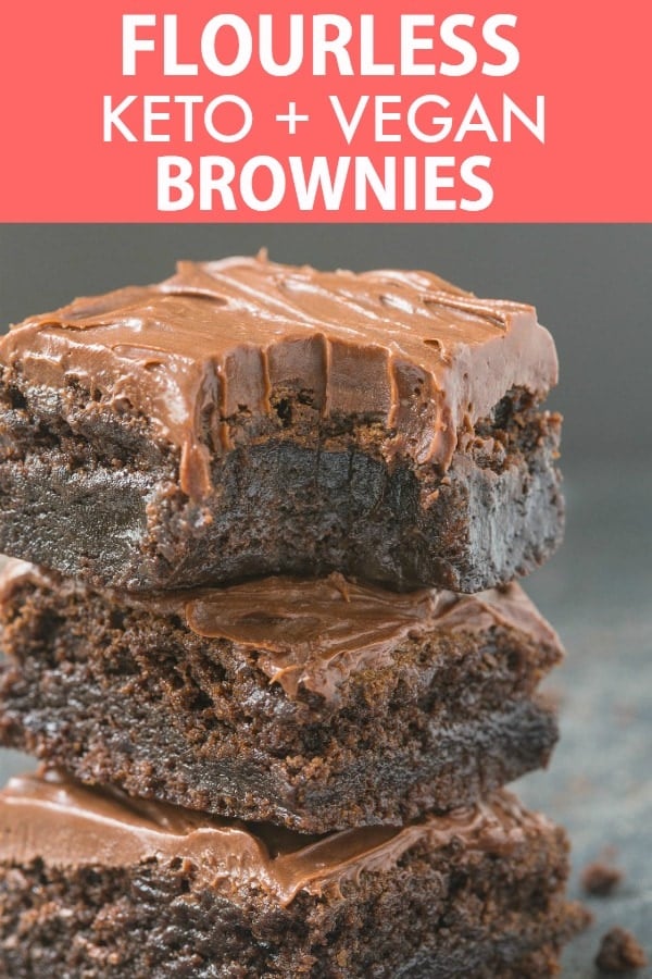 Healthy Flourless Fudge Brownies with a thick layer of frosting.