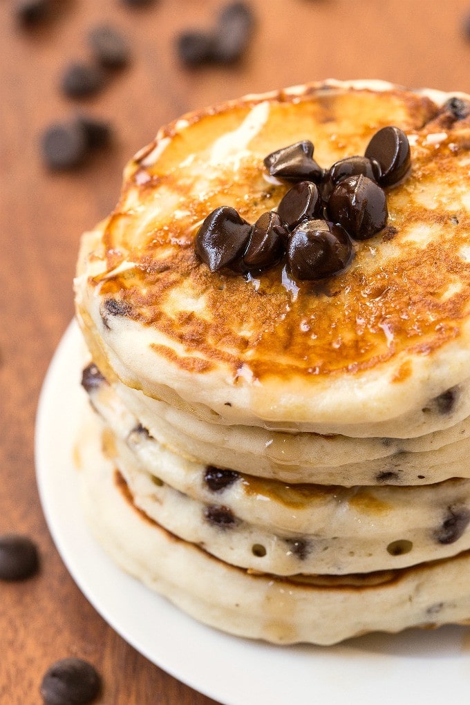 Healthy Fluffy Low Carb Chocolate Chip Pancakes