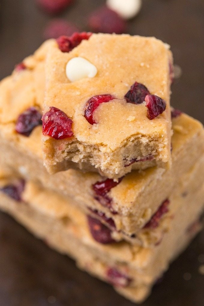 Healthy No Bake White Chocolate Raspberry Protein Bars- Easy, delicious and so much healthier than store bought- These taste like dessert bars! {vegan, gluten free, paleo recipe}- thebigmansworld.com