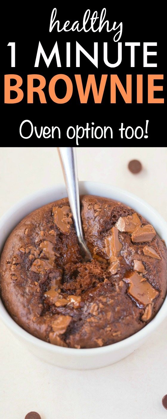 Healthy 1 Minute Brownie- Moist, gooey and LOADED with chocolate goodness but with NO butter, NO oil, NO grains and NO sugar- Oven option too! {vegan, gluten free, paleo recipe}- thebigmansworld.com