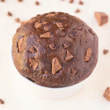 Healthy 3 Ingredient Chocolate Chunk Protein Cookie dough which is LOW carb, yet LOADED with chocolate chunks and chips! No baking required! {vegan, gluten free, paleo recipe}- thebigmansworld.com