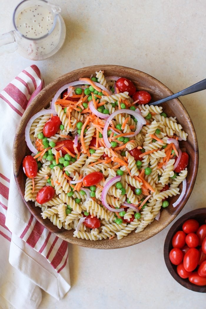 Pasta Salad with a lemon poppy seed dressing