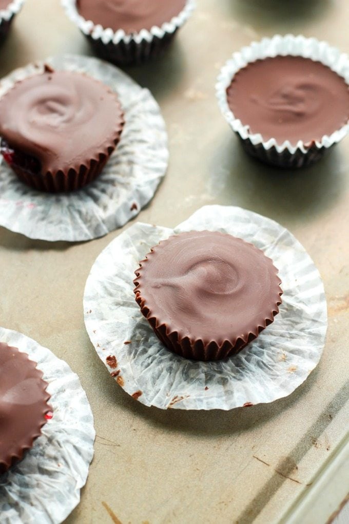 Healthy No Bake 4 Ingredient Almond Butter and Jelly Cups- Customisable, easy and secretly healthy dessert or snack cups- NO nasties and cheaper than store bought! {vegan, gluten free, paleo recipe}- thebigmansworld.com