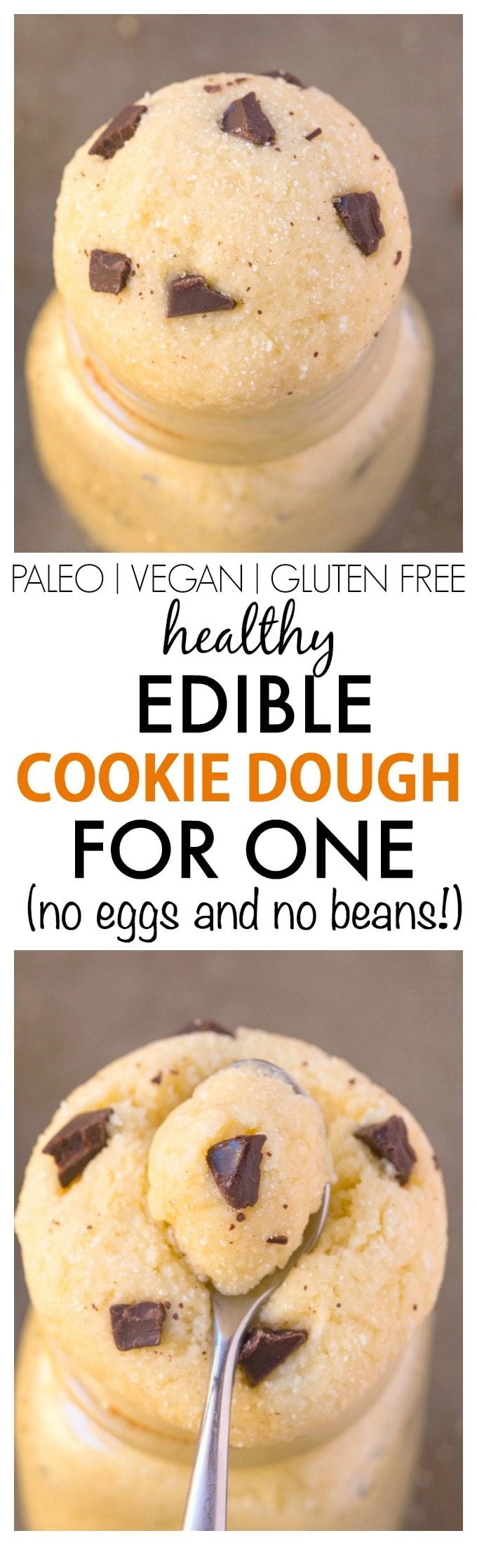 Healthy Edible Chocolate Chip Cookie Dough For One