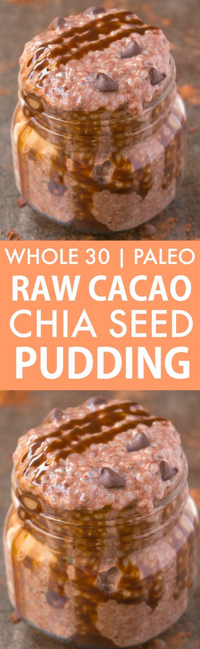 Healthy Raw Cacao Chia Seed Pudding (Whole 30, Paleo, V, GF)- Whole30 approved chia seed pudding- Thick, creamy, satisfying, filling and perfect for breakfast or a snack- Sugar free and dairy free too! {whole 30, paleo, vegan, gluten free recipe}- thebigmansworld.com
