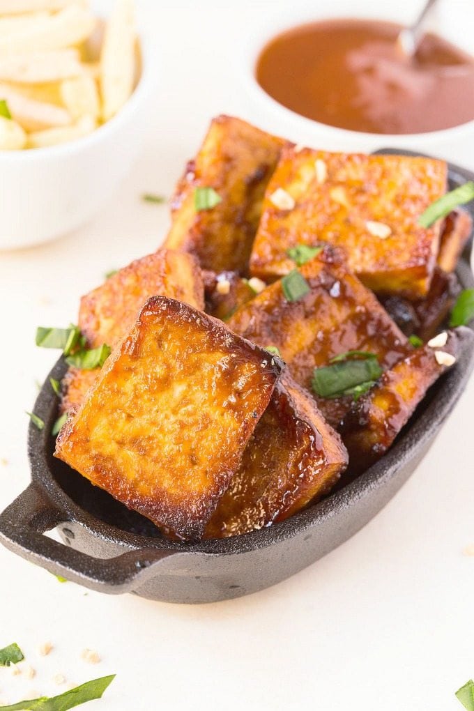 3 Ingredient Spicy BBQ Tofu recipe- Perfect grilled, baked or seared and the BEST Tofu recipe, even carnivores adore it! {vegan, gluten free, low carb recipe}- thebigmansworld.com