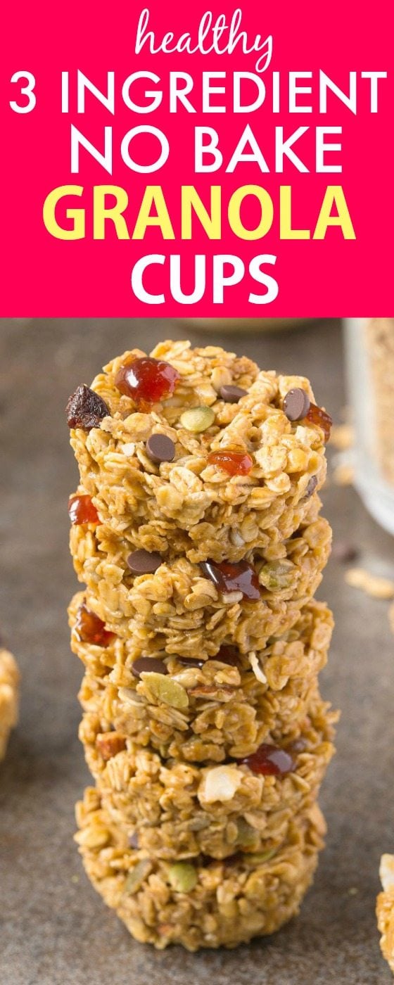 Healthy 3 Ingredient No Bake Granola Cups