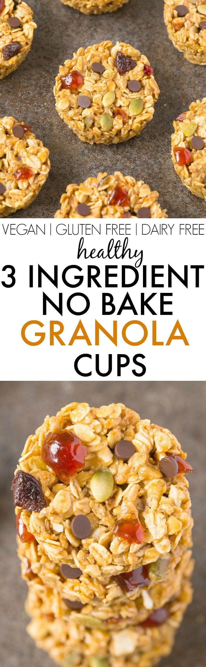 Healthy 3 Ingredient No Bake Granola Cups