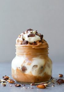 Healthy Rocky Road BLENDER Ice Cream- Smooth, thick and creamy and LOADED with protein, this simple, easy blender made ice cream has NO dairy, cream, sugar or nasties- An Aquafaba option too! {vegan, gluten free, paleo recipe}- thebigmansworld.com