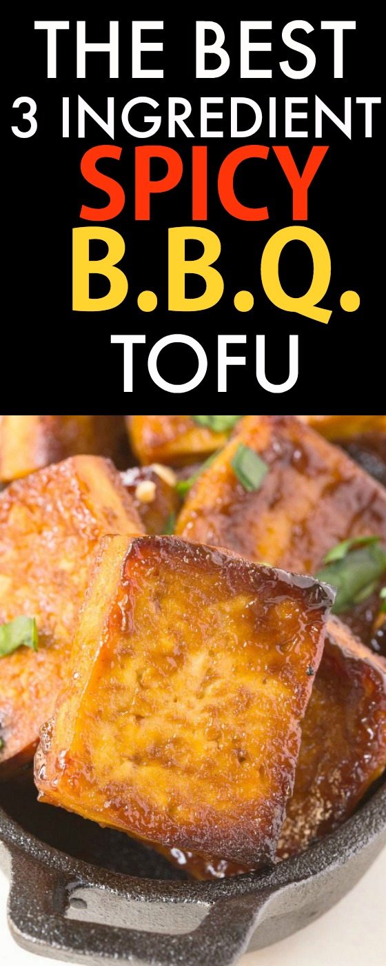 3 Ingredient Spicy BBQ Tofu recipe- Perfect grilled, baked or seared and the BEST Tofu recipe, even carnivores adore it! {vegan, gluten free, low carb recipe}- thebigmansworld.com