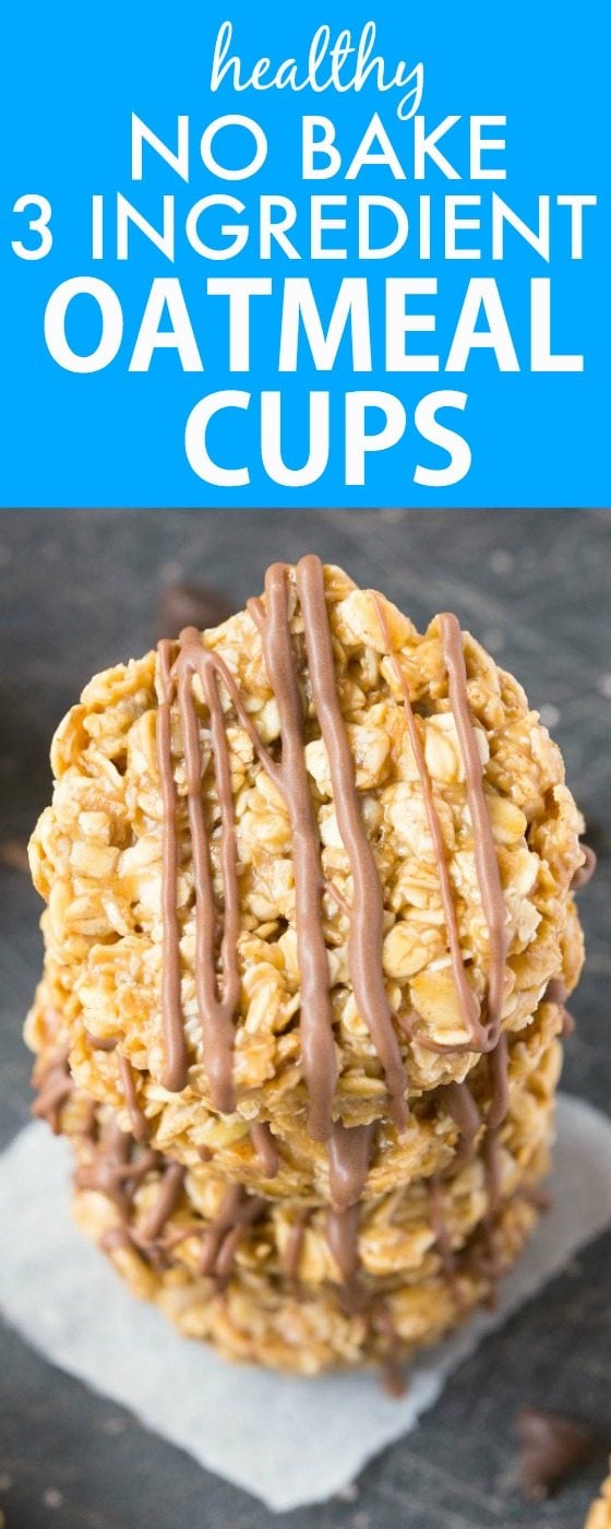 healthy 3 ingredient no bake oatmeal cups