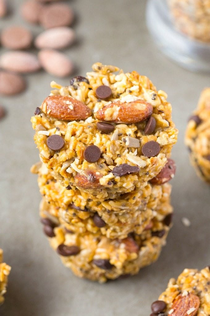 Healthy 3 Ingredient No Bake PALEO Granola Cups- Quick, easy and simple to whip up, these healthy snacks are perfect for back to school, lunch boxes and 100% GRAIN FREE! {vegan, gluten free, paleo recipe}- thebigmansworld.com 