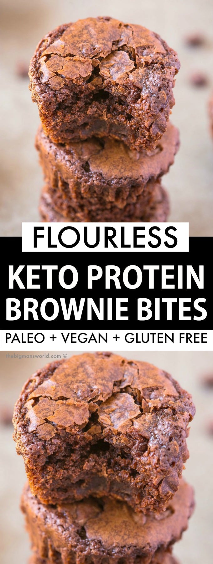 Easy flourless and low carb protein brownies recipe made into brownie bites. 