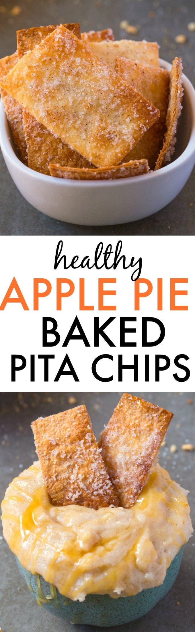 Healthy APPLE PIE BAKED PITA CHIPS! Seriously, these are so addictive but ridiculously healthy for you- Easy and delicious! {vegan, gluten free, sugar free recipe}- thebigmansworld.com