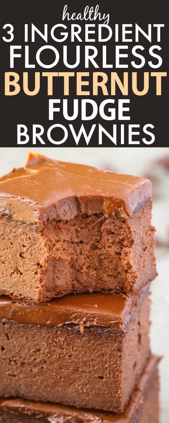 healthy 3 ingredient flourless butternut squash fudge brownies