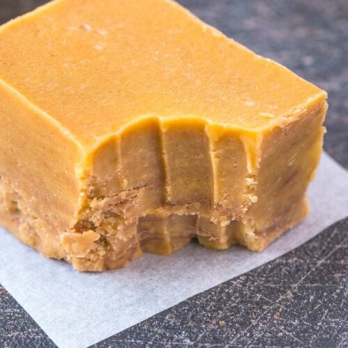 Healthy 4 Ingredient Banana Chocolate (CHUNKY MONKEY) Fudge- Smooth, creamy and ready in MINUTES, this quick, easy and delicious no bake fudge has NO butter, dairy, white sugar, grains or flour and perfect to use up overripe bananas! {vegan, gluten free, refined sugar free, paleo recipe}- thebigmansworld.com