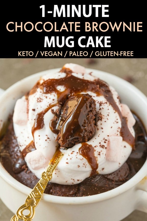 Keto Hot Chocolate Brownie Mug Cake (Paleo, Vegan)