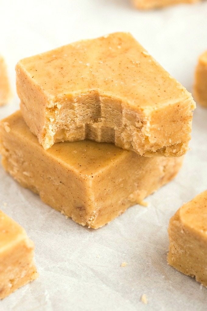 Healthy 3 Ingredient Maple Pecan Fudge- Smooth, creamy and melt-in-your mouth fudge which takes minutes and has NO dairy, refined sugar or butter but you'd never tell- A delicious snack or dessert! {vegan, gluten free, paleo recipe}- thebigmansworld.com