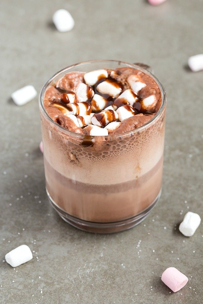 Healthy Homemade High Protein Hot Chocolate Mix (V, GF, Paleo)- An easy, 3 ingredient hot cocoa mix completely sugar free, low carb, and dairy free- Just add water for a cozy, comforting and guilt-free drink! Perfect for gifts, DIY and holidays! {vegan, gluten free, paleo recipe}- thebigmansworld.com