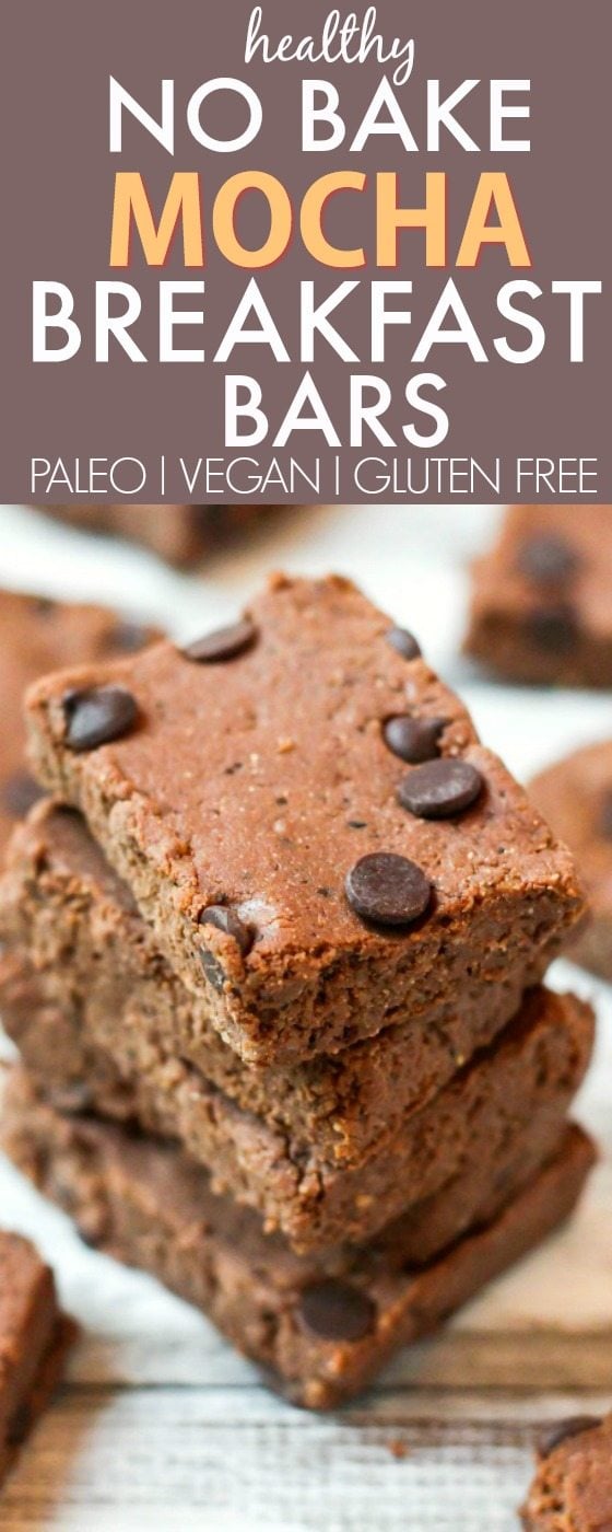 healthy no bake mocha breakfast bars