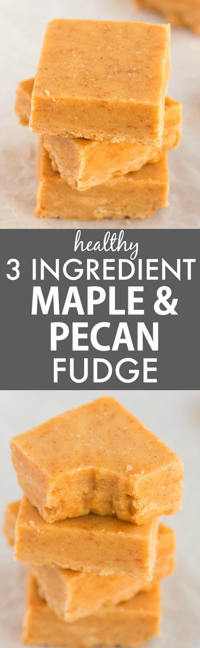 Healthy 3 Ingredient Maple Pecan Fudge (V, GF, Paleo)- Smooth, creamy and melt-in-your mouth fudge which takes minutes and has NO dairy, refined sugar or butter but you'd never tell- A delicious snack or dessert! {vegan, gluten free, paleo recipe}- thebigmansworld.com
