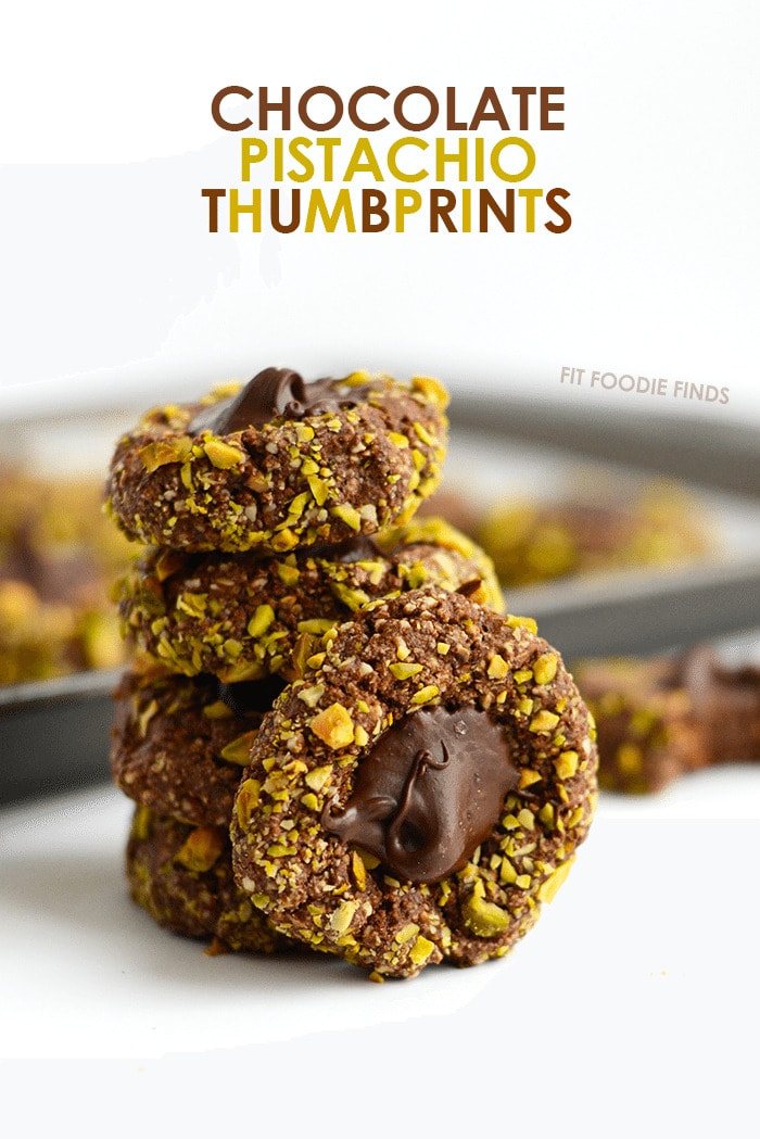 Chocolate Pistachio Thumbprint Cookies