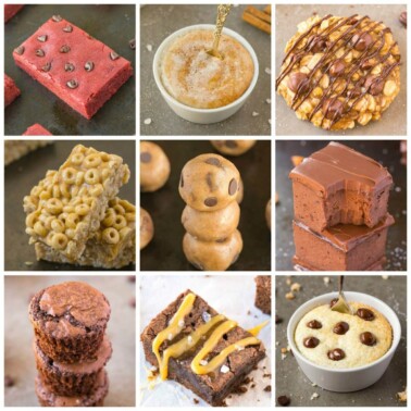 Healthy Clean Eating 100 Calorie Snacks, desserts, and treats! (V, GF, Paleo)- The BEST sweet snacks and treats LESS than 100 calories and secretly healthy! Quick, easy and kid friendly- Brownies, bars, no-bake bites and more! {vegan, gluten free, paleo, sugar free, dairy free recipe}- thebigmansworld.com