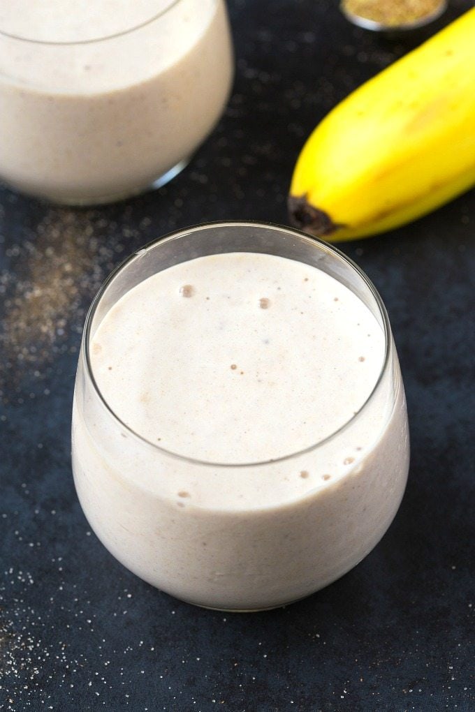 Healthy 3 Ingredient Banana Breakfast Smoothie (Whole 30, Paleo, V, GF)- Whole30 compliant thick and creamy smoothie made with 3 CLEAN ingredients- Filling, satisfying and ready in seconds! {whole 30, paleo, vegan, gluten free, dairy free recipe}- thebigmansworld.com