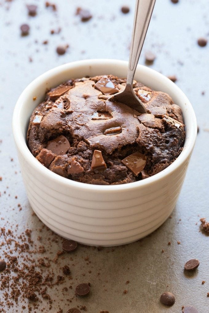 low carb brownie in a mug