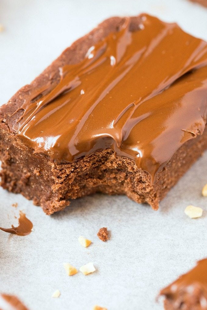 Healthy nutella on brownies.