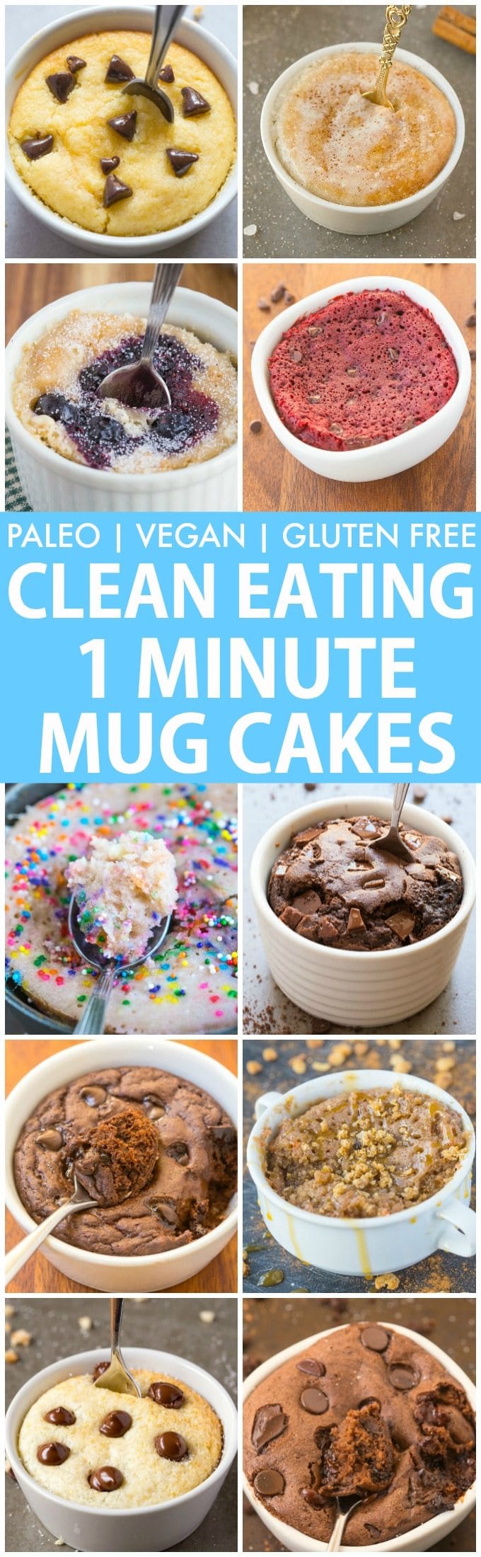 Clean Eating Healthy 1 Minute Mug Cakes, Brownies and Muffins (V, GF, Paleo)- Delicious, single-serve desserts and snacks which take less than a minute! Low carb, sugar free and more with OVEN options too! {vegan, gluten free, paleo recipe}- thebigmansworld.com