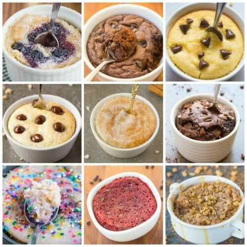Clean Eating Healthy 1 Minute Mug Cakes, Brownies and Muffins (V, GF, Paleo)- Delicious, single-serve desserts and snacks which take less than a minute! Low carb, sugar free and more with OVEN options too! {vegan, gluten free, paleo recipe}- thebigmansworld.com