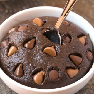 Flourless Chocolate Mug Cake with chocolate chips