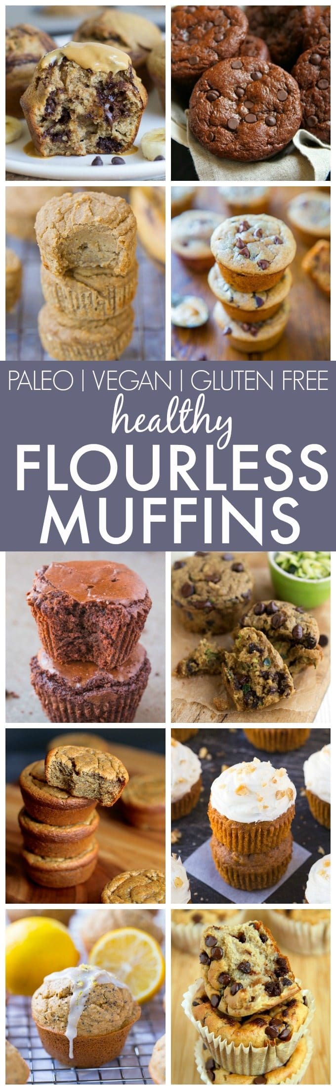 Healthy Flourless Muffins (V, GF, Paleo, DF)- The best clean eating muffins made with ZERO flour, butter, oil or refined sugar yet fluffy and delicious! Loads of diet options and perfect for breakfast and snacks! {vegan, gluten free, paleo recipe}- thebigmansworld.com