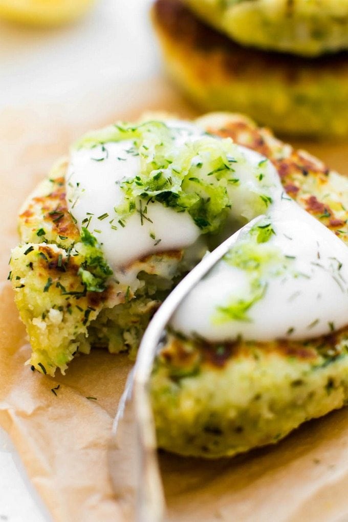 Paleo Keto Zucchini Cauliflower Fritters Recipe- Keto vegan lunch recipe