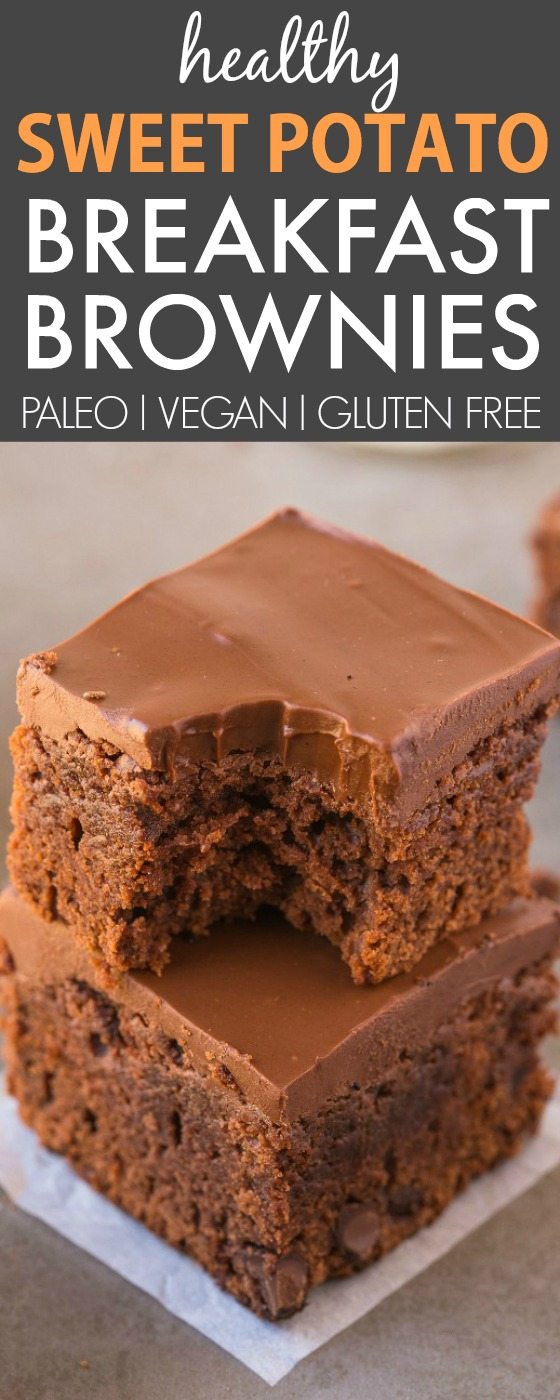 Healthy 5 Ingredient Sweet Potato BREAKFAST Brownies (V, GF, P)- SUPER fudgy, hearty and LOADED with chocolate goodness, its the filling and satisfying guilt-free breakfast, snack or dessert! {vegan, gluten free, paleo recipe}- thebigmansworld.com