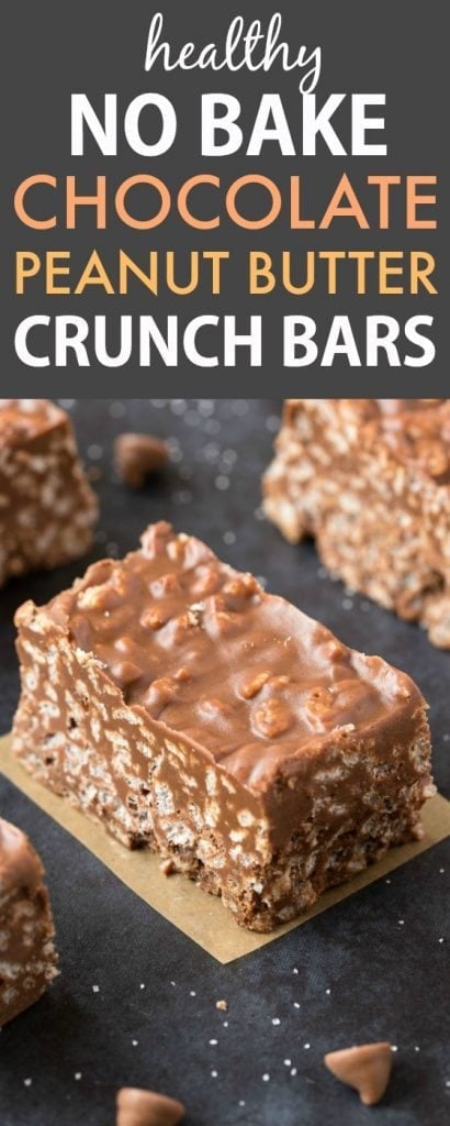 Healthy No Bake Chocolate Peanut Butter Crunch Bars (Vegan, Gluten Free)