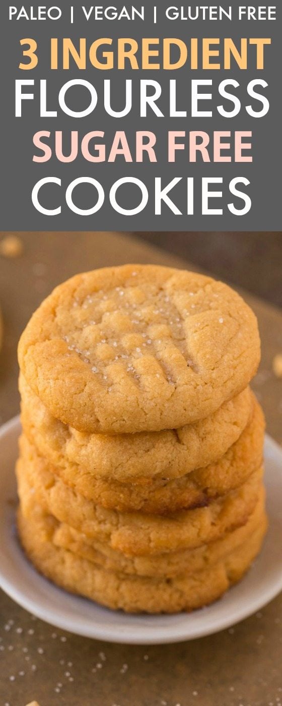 3 Ingredient Sugar Free Flourless Cookies (Paleo, Vegan ...