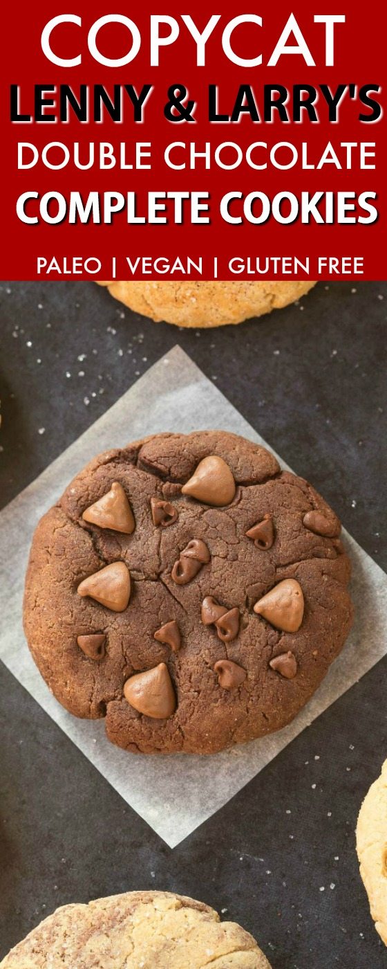 Copycat Lenny & Larry's Double Chocolate Complete Cookie (V, GF, DF, Paleo)- An easy, healthy, single serve protein cookie recipe, dense, chewy and soft in the center! 5 Ingredients and no sugar! {vegan, gluten free, low carb}- thebigmansworld.com