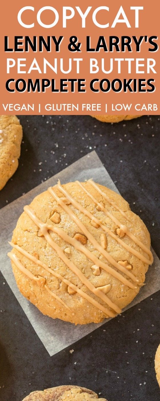 Copycat Lenny & Larry's Peanut Butter Complete Cookie (V, GF, DF, Paleo)- An easy, healthy, single serve protein cookie recipe, dense, chewy and soft in the center! 5 Ingredients and no sugar! {vegan, gluten free, low carb}- thebigmansworld.com