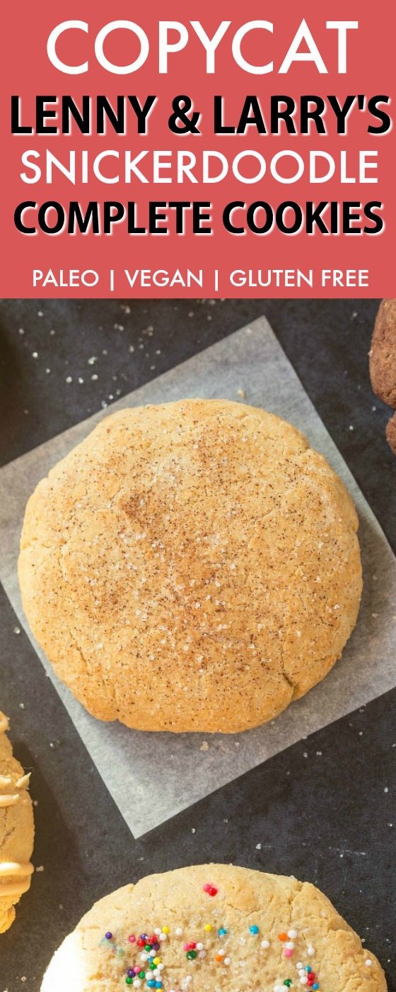 Copycat Lenny & Larry's Snickerdoodle Complete Cookie (V, GF, DF, Paleo)- An easy, healthy, single serve protein cookie recipe, dense, chewy and soft in the center! 5 Ingredients and no sugar! {vegan, gluten free, low carb}- thebigmansworld.com