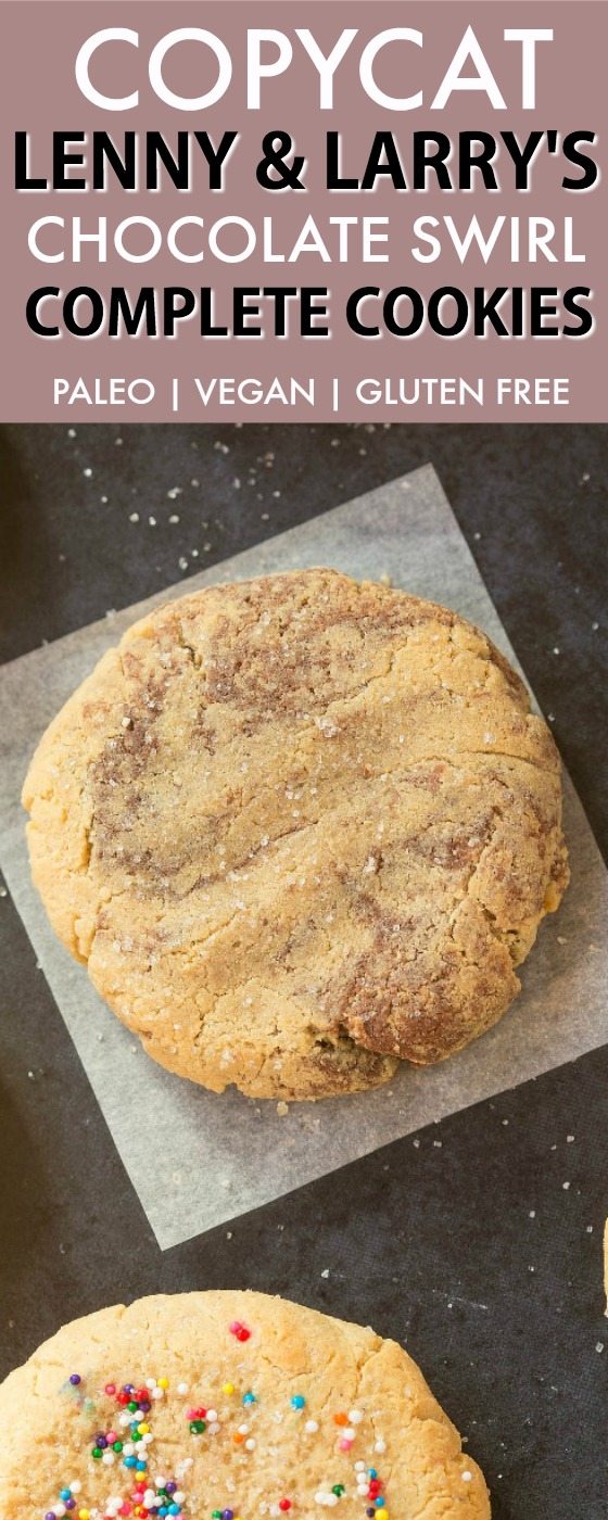Copycat Lenny & Larry's Swirl Complete Cookie (V, GF, DF, Paleo)- An easy, healthy, single serve protein cookie recipe, dense, chewy and soft in the center! 5 Ingredients and no sugar! {vegan, gluten free, low carb}- thebigmansworld.com