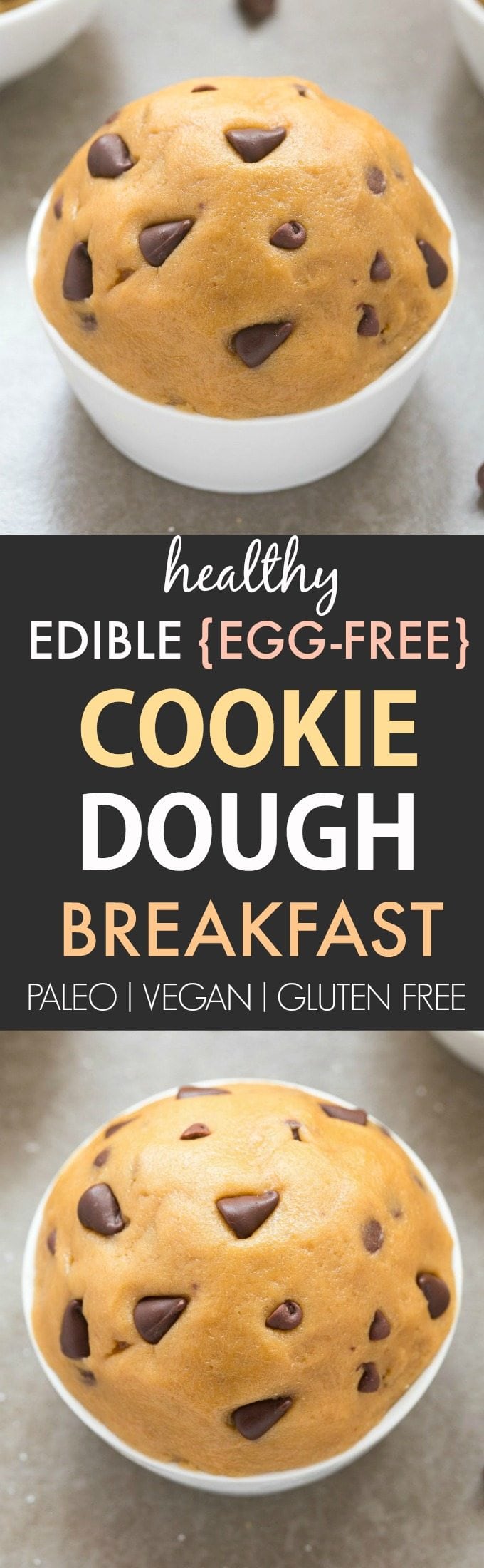 Healthy Edible Egg-Free Breakfast Cookie Dough (V, GF, DF, P)- Easy guilt-free and flourless eggless cookie dough- Ready in 5 minutes and freezer friendly! {vegan, gluten free, paleo recipe}- thebigmansworld.com