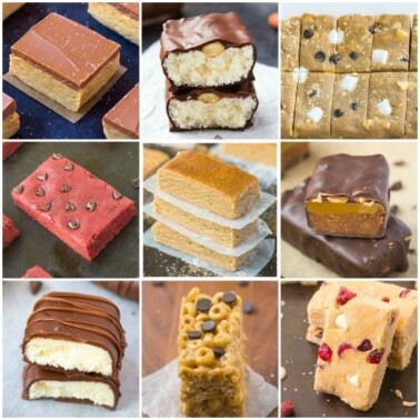 The Best Healthy Homemade Protein Bar Recipes (P, V, GF, DF)- Easy, quick and delicious homemade protein bar recipes which take minutes to make- A portable low carb and low sugar snack! {vegan, gluten free, paleo}- thebigmansworld.com