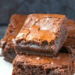 Best Fudgy 3-Ingredient Brownies (Paleo, Vegan, Gluten Free)- Easy, one-bowl recipe for the best ooey, gooey brownies ever- Crispy and crackly on top and BETTER than any boxed mix! {v, gf, p, df recipe}- thebigmansworld.com #brownies #paleo