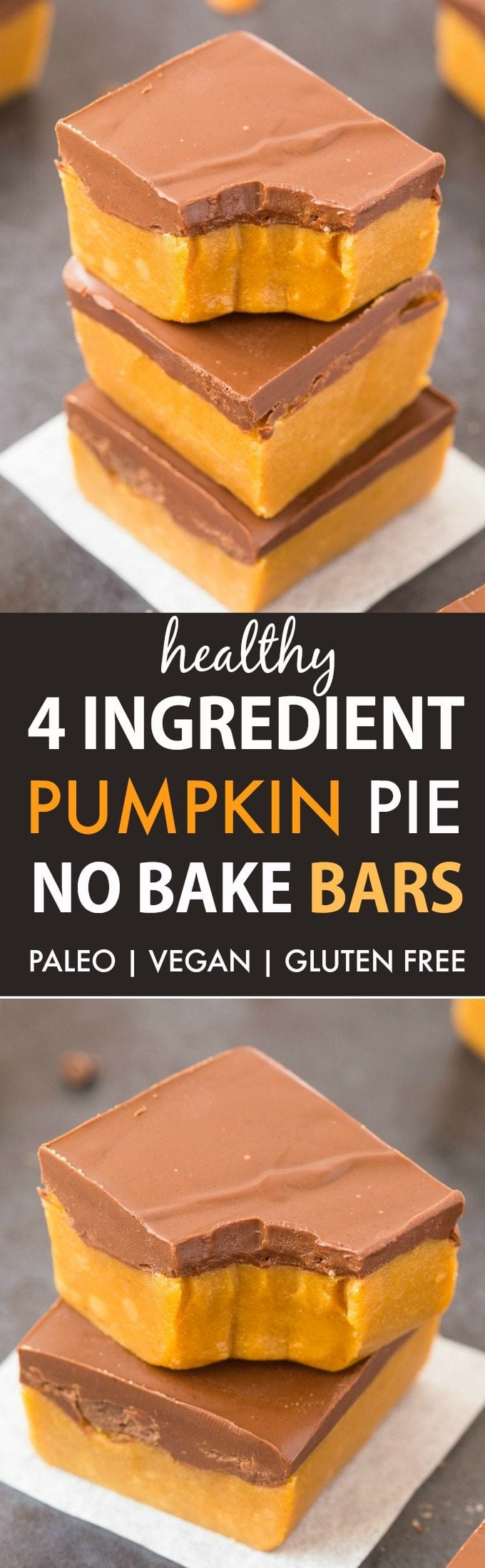 Healthy 4 Ingredient No Bake Pumpkin Pie Bars Paleo Vegan Gluten Free