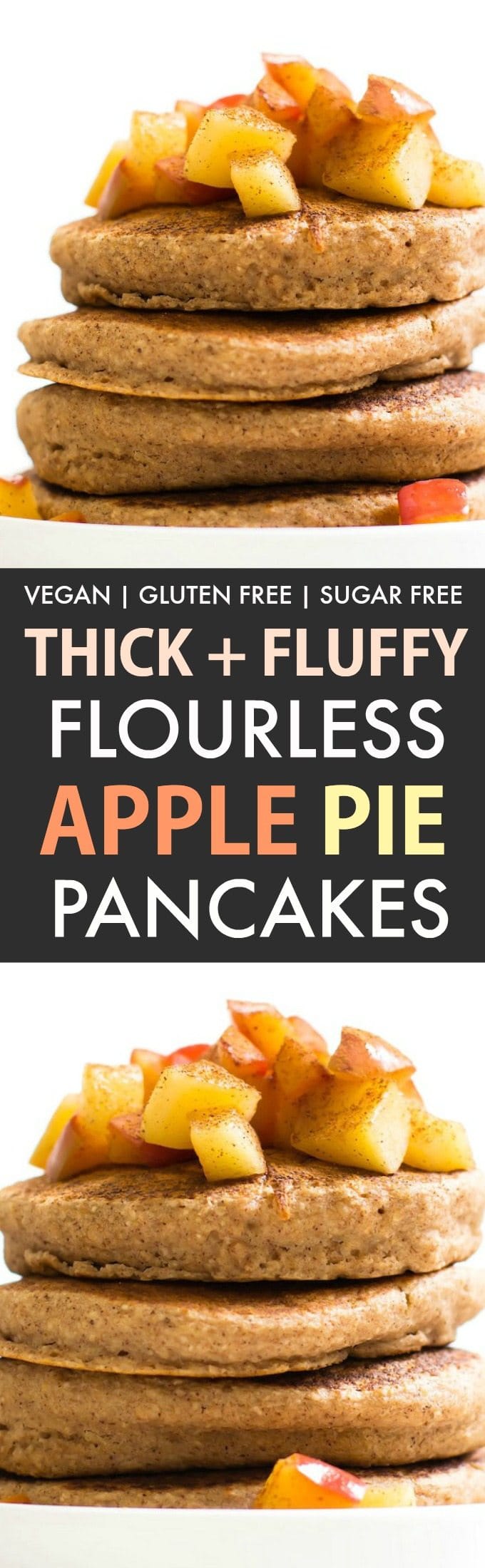 healthy fluffy flourless apple pie pancakes (vegan, gluten free)
