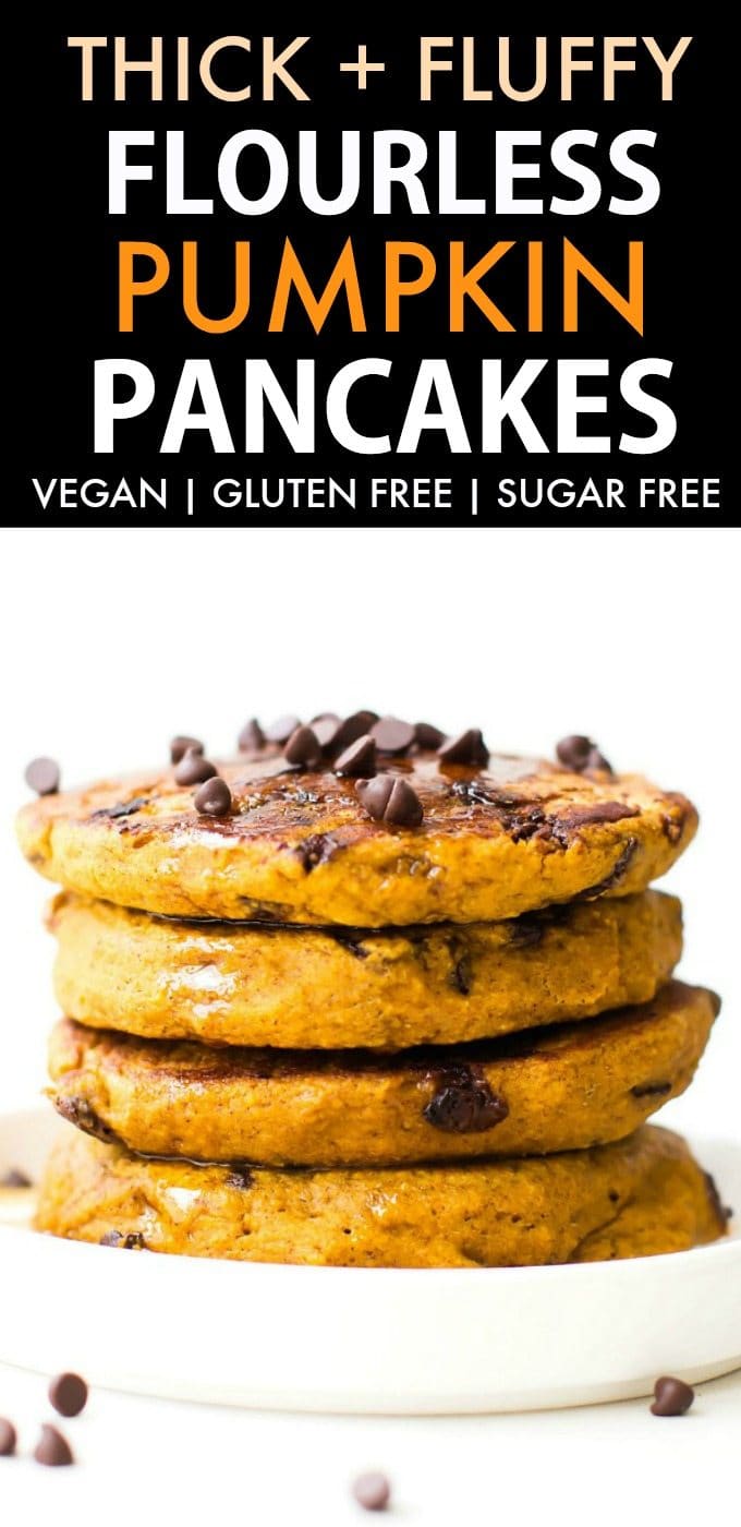 Fluffy Flourless Pumpkin Pancakes (Vegan, Gluten Free, Sugar Free)